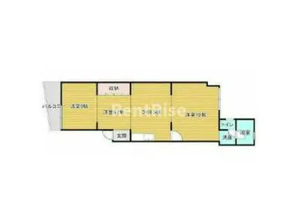 コーポ中野A(2LDK/4階)の間取り写真