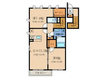 JR東海道本線 瀬田駅(滋賀) 徒歩18分 2階建 築9年(2LDK/1階)の間取り写真