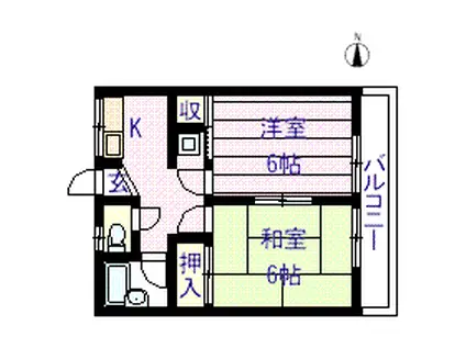 ベルフォーレ安積(2DK/1階)の間取り写真