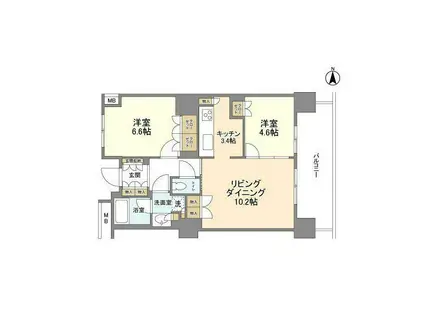 豊洲シエルタワー(2LDK/18階)の間取り写真