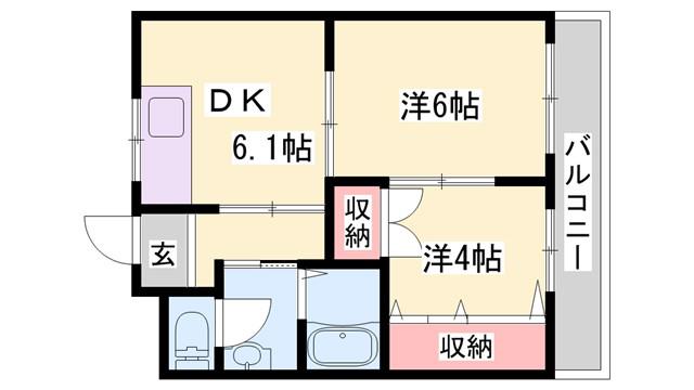 ロイヤル・サハホリ(2DK/2階)の間取り写真
