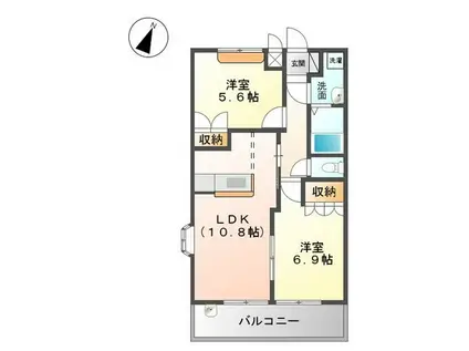 SUN SAISON(2LDK/2階)の間取り写真