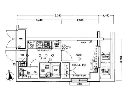エクセリア神楽坂(1K/2階)の間取り写真