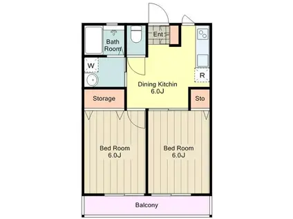 フローラハイム(2DK/2階)の間取り写真