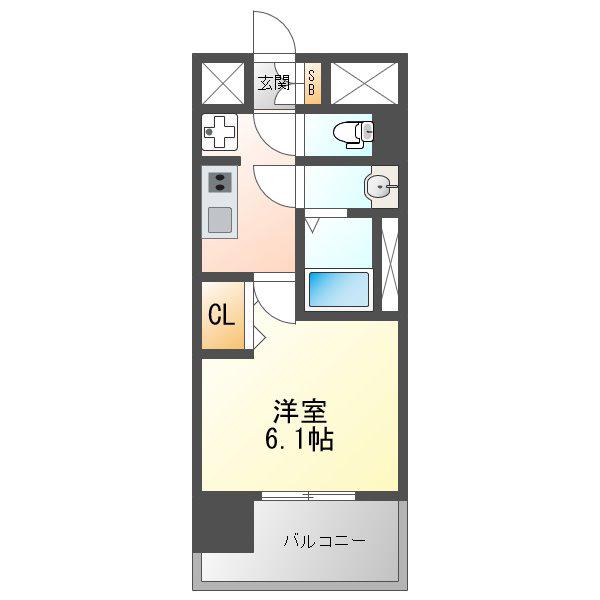 プレサンス神崎川ファインブレス(1K/6階)の間取り写真