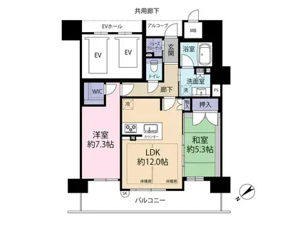 プレサンスロジェ草津大路(2LDK/15階)の間取り写真