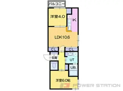 ルミノ豊平(2LDK/2階)の間取り写真