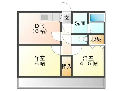 クレヨンハイツ(2DK/2階)の間取り写真