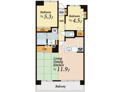 ラフィネ立川(3LDK/5階)の間取り写真