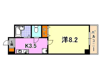 メゾンサンノ-ス(1K/4階)の間取り写真