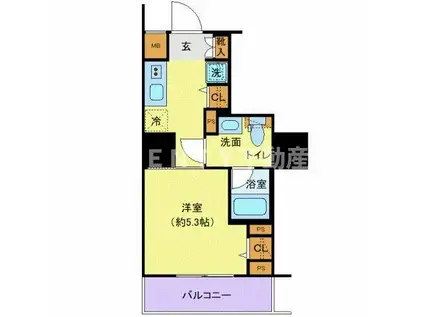 プレール・ドゥーク戸越銀座通(1K/3階)の間取り写真