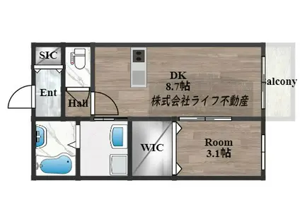 ラヴィ・クレール(1LDK/1階)の間取り写真