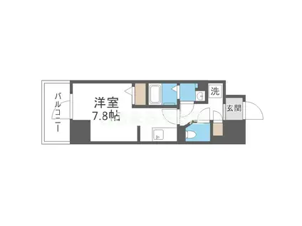 METROSA谷町六丁目サウス(ワンルーム/11階)の間取り写真