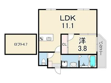 樋之池町JP(1LDK/1階)の間取り写真