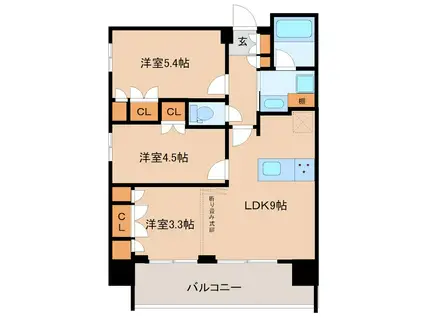 レヴァンテ根岸(3LDK/11階)の間取り写真