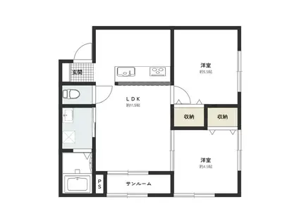 シャンス(2LDK/1階)の間取り写真