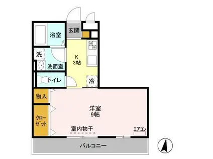 THE RITS TAKANO(1K/2階)の間取り写真