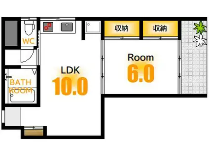 パームコーブ舟入(1LDK/2階)の間取り写真