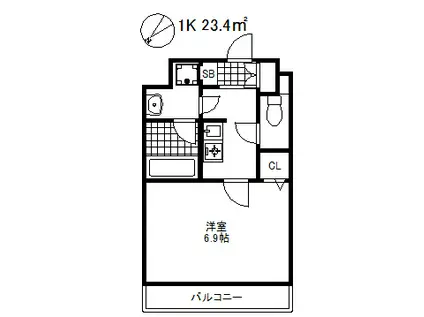 カイセイ神戸海岸通(1K/11階)の間取り写真