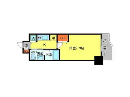 アーデン堺筋本町(1K/7階)の間取り写真