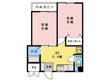 広瀬ビル(2DK/4階)の間取り写真