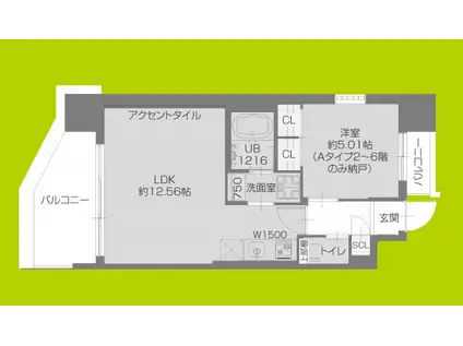 プレジオ玉造(1LDK/9階)の間取り写真