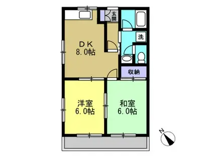 モンレーブまとば(2DK/1階)の間取り写真