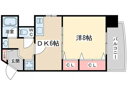 シェクララ(1DK/8階)の間取り写真