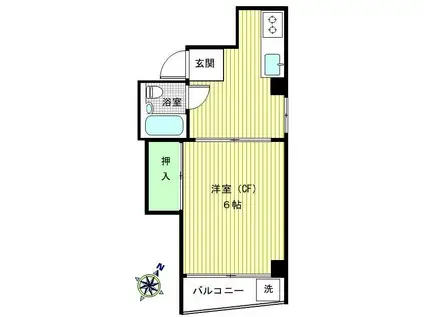 若林ビル(1K/3階)の間取り写真