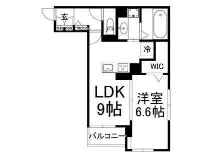 ラルジュ東中浜(1LDK/3階)の間取り写真