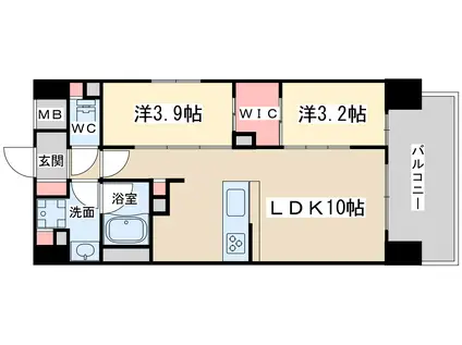 ソルレヴェンテ新梅田(2LDK/8階)の間取り写真