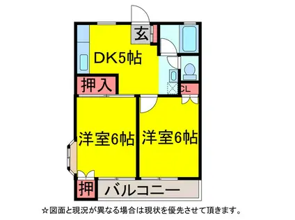 Tフィオーレ6(2DK/1階)の間取り写真