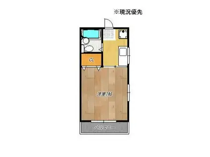 エスポワール(1K/1階)の間取り写真