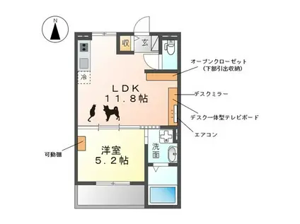 ウエストウイングV(1LDK/3階)の間取り写真