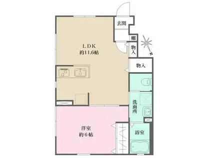 セントラル萩中(1LDK/1階)の間取り写真