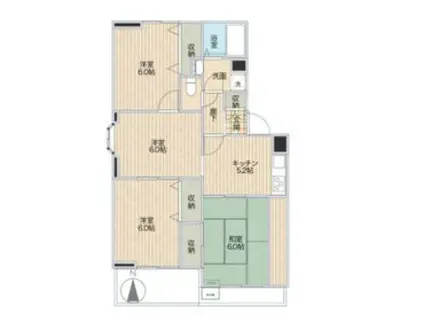 レインボーパークA棟(4DK/2階)の間取り写真