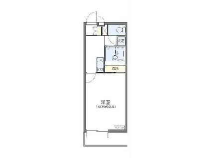 レオネクストドルチェイケベ(1K/1階)の間取り写真