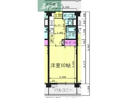 グランベルデ南方ウエスト(1DK/4階)の間取り写真