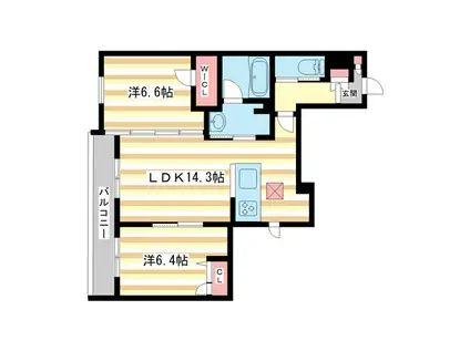 シャーメゾンやすらぎ(2LDK/1階)の間取り写真
