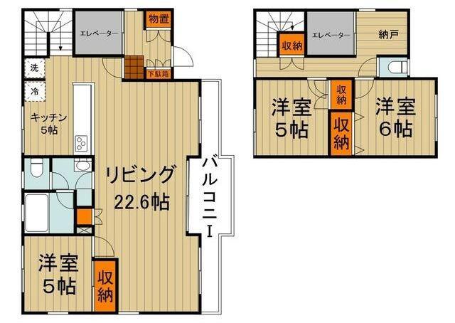 ラクセリア武蔵野中町(3LDK/2階)の間取り写真