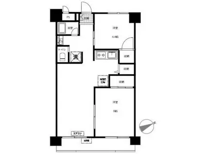 ヴァン・ヴェール新宿(2LDK/7階)の間取り写真