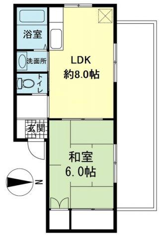 ハーベイカッツハイム(1LDK/3階)の間取り写真