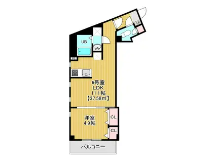 ルクセント検見川(1LDK/1階)の間取り写真