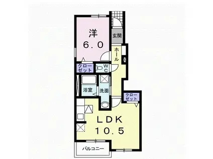ジェルメゾン I(1LDK/1階)の間取り写真
