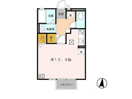 グリーンビュー(ワンルーム/1階)の間取り写真