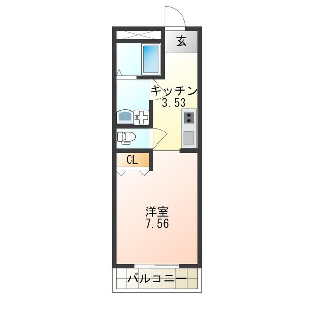 CASA DEL SOL(1K/3階)の間取り写真