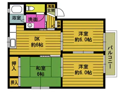 ハイツウイング(3DK/1階)の間取り写真