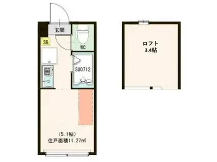 ハーモニーテラス大森西II(ワンルーム/2階)の間取り写真