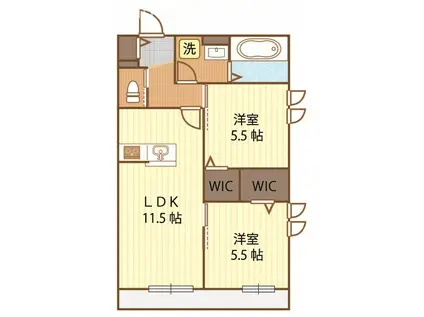 サンレガーロ久喜 ウエスト II(2LDK/2階)の間取り写真