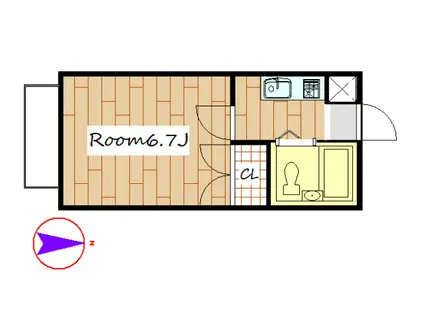 ハイツフレンド藤岡II(1K/2階)の間取り写真